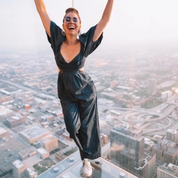 Free People Amy denim wide leg jumpsuit XS - Picture 7 of 16